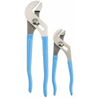 Tongue and Groove Plier Set: Flat, Self Adjusting, 1 1/2 in_7/8 in Max Jaw Opening, 5 Jaw Positions (MPN GS-1)