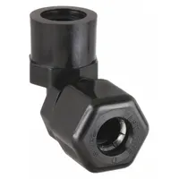 PARKER Compression Fitting Elbow: 3/8 in OD x 3/8 in Pipe Size, Compression x FNPTF, Polypropylene (MPN P6FE6)