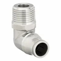 LEGRIS Push-Fit Elbow Fitting: 6 mm OD Size, BSPT x Push-to-Connect, Stainless Steel, Silver (MPN 3889 06 13)