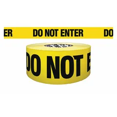 APPROVED VENDOR Restricted Access Messaging Barrier Tape, Do Not Enter, 3 in x 500 ft, Yellow Polypropylene, Black Legend