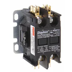 Single-phase definite purpose contactor with 24V AC coil and 2 normally open main poles. Rated 20 A at 600V AC maximum. Screw terminals for through-panel mounting. Suitable for switching HVACR and industrial equipment loads such as compressors, fan motors, and pumps.
