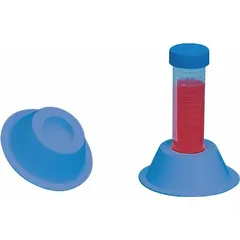 This benchtop test tube rack is constructed from blue polystyrene, offering lightweight chemical resistance for single-compartment tube organization. With a 1-inch overall height, it securely holds tubes during experiments, sample storage, or processing in laboratory settings.