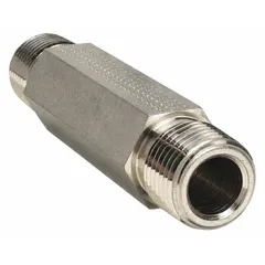 316 stainless steel hex nipple with 1/2 in x 1/2 in NPT threads, 4 in length, rated for 6,600 psi maximum operating pressure. Used in high-pressure instrumentation systems for connecting male threaded pipes in hydraulic, pneumatic, and process control applications.