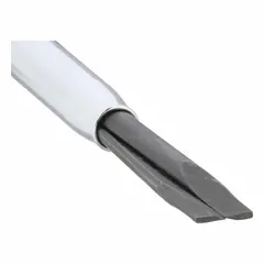 This fastener-holding slotted screwdriver features a 5/16 in tip and a 6 in shank, with an overall length of 11 in. It is designed for driving and removing slotted screws while holding the fastener on the tip, enabling one-handed screw placement. Commonly used in electrical, construction, and maintenance tasks.