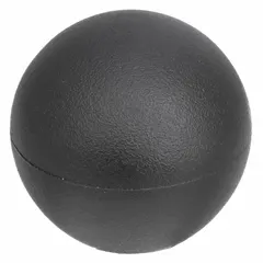 Ball knob with threaded hole, 1.38 in diameter, plastic body with steel thread insert, 3/8"-16 thread size. Used for manual adjustment, clamping, or fastening on industrial machinery and equipment.