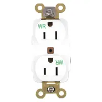 HUBBELL Receptacle: Duplex, 5-15, White, 125V AC, 15 A, 2 Pole / 3 Wire (MPN HBL5262WWR)