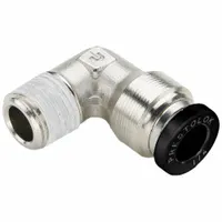 PARKER Push-Fit Elbow Fitting: 5/32 in OD x 1/4 in Pipe Size, Push-to-Connect x MNPTF, Brass, Silver (MPN W169PLPNS-5/32-4)