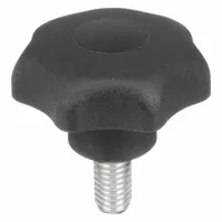 KIPP Hand Knob: 7 Point, Plastic w/ SS Thread, 1/4"-20 Thread, 20 mm Thread Lg, 32 mm Dia (MPN K0154.4A2X20)