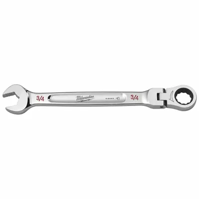MILWAUKEE Combination Wrench: Chrome Vanadium Steel, Chrome, 3/4 in Head Size - SAE 12-Point Ratcheting Combination Wrenches