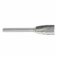 Carbide rotary bur with SA-5CO shape combining cylinder and inverted cone geometries. Head measures 1/2" x 1", shank is 1/4". Used for deburring, shaping, and material removal on metals, plastics, and composites in industrial machining and fabrication