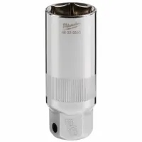 MILWAUKEE Spark Plug Socket: 3/8 in Drive Size, 13/16 in Socket Size, 6-Point, Deep, Chrome, SAE (MPN 48-22-9553)