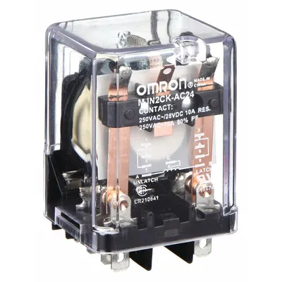 OMRON Latching Relay: Socket Mounted, 10 A Current Rating, 24V AC, DPDT, 9 Pins/Terminals - Socket-Mounted Relays