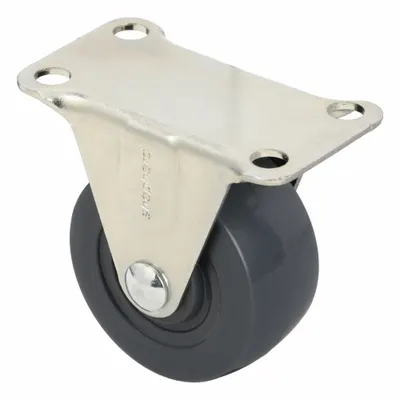 SHEPHERD CASTER Plate Caster: Rigid, No Brake, Rubber, 2 in Wheel Dia., 7/8 in Wheel Wd - General-Purpose NSF-Listed Sanitary Plate Casters