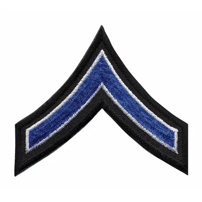 HEROS PRIDE Embroidered Patch: PFC, 3 in, Black, Polyester/Rayon, Rank Insignia - Embroidered Insignia