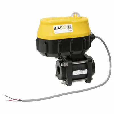 BANJO Electrically Actuated Two-Way Ball Valve: 3/4 in Nominal Valve Size, 24V DC - Polypropylene Electrically-Actuated Ball Valves