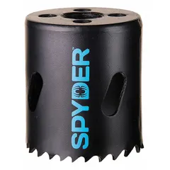 Bi-metal hole saw for cutting wood, metal, and plastic. Features 4/6 teeth per inch and a maximum cutting depth of 1 7/8 in. Commonly used in electrical, plumbing, and HVAC installations for creating clean 1 3/4 in diameter holes.