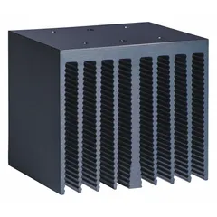 The CRYDOM HS122 is a panel-mount aluminum heat sink with an integrated fan, designed for use with single or dual solid state relays. It provides active cooling to manage thermal dissipation in industrial control panels and automation systems.
