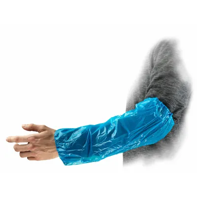 ANSELL Protective Sleeves: 16 in Overall Lg, Welded Seam, Blue, 0.8 mil Thick - Sleeves for Non-Hazardous Dry Particulates