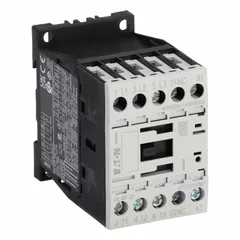 Non-reversing IEC contactor with 3 poles and 3 normally open contacts, rated 7 A with a 480V AC coil. Integrated surge suppression is included. Suitable for on/off control of three-phase motors, lighting, and HVAC equipment in industrial and commercial applications.