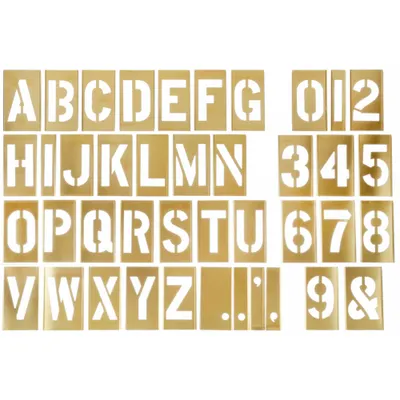 SKILCRAFT Brass Interlocking Stencil Set, 4 in Character Height, A to Z - Brass Interlocking Stencil Sets