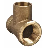 NIBCO Sweat Fitting Tee: 3/4 in Pipe x 1/2 in Pipe x 1/2 in CTS, FNPT x FNPT x Cup, Low Lead Bronze (MPN 710-3RR-LF 3/4X1/2X1/2)