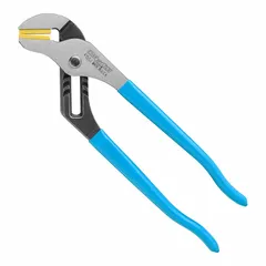 Groove joint pliers with flat soft jaws for gripping and turning nuts, bolts, pipes, and fittings without marring surfaces. Overall length 10 in, maximum jaw opening 1-3/4 in. Suitable for plumbing, HVAC, and general maintenance tasks.