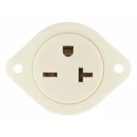 BRYANT Flanged Receptacle: Single, 6-20, White, 250V AC, 20 A, 2 Pole / 3 Wire (MPN 5479)