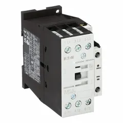 Non-reversing IEC contactor with 3 poles and 3 normally open contacts, rated 18 A and 480V AC coil. Integrated surge suppression included. Suitable for switching three-phase motors, lighting, and HVAC equipment in industrial control panels.
