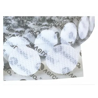VELCRO BRAND Hook-and-Loop Fastener: Disc, 3/8 in Overall Dia, Hook, White, Adhesive - Pre-Cut Discs