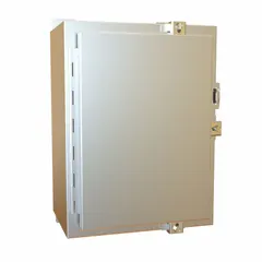 This stainless steel enclosure measures 16 x 12 x 8 inches and is rated NEMA 12/13/3R/4/4X for protection against dust, water, and corrosion. It features clamp closure and includes an inner panel. Suitable for housing electrical controls, terminals, and instruments in industrial and washdown environments.