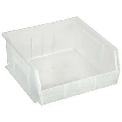 AKRO-MILS Hang and Stack Bin: 11 in x 10 7/8 in x 5 in, Clear, Label Holder Included - Clearview Plastic Bins