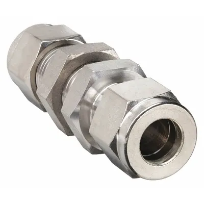PARKER Compression Fitting Union: 1/4 in OD x 1/4 in OD Fitting Size - Double-Ferrule Stainless Steel Fittings
