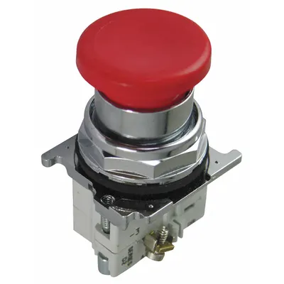 EATON Mushroom Head Push Button: Non-Illuminated, Mushroom Head Profile, Metallic - Mushroom-Head Push Buttons