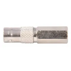 Female BNC connector for RG-6 coaxial cable. Silver finish with twist-on installation. Pack of 10. Suitable for terminating coaxial cable in video and data transmission systems.