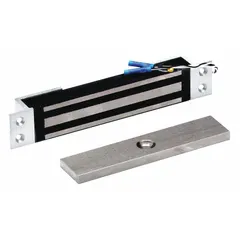 This DYNALOCK 2600 Series electromagnetic lock is constructed of aluminum and measures 8 3/4 in height by 1 1/2 in width. It features an instantaneous release delay for immediate egress. Commonly used in commercial and industrial access control applications to secure single doors.
