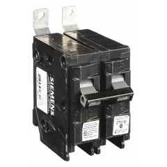 Bolt-on miniature circuit breaker rated 15 A at 120/240V AC, 2 poles, single-phase, with a maximum AIR rating of 65kA at 120/240V AC. Designed for use with P1 panelboards, this Std-type BL-series breaker provides overcurrent protection in branch circuits of commercial and industrial electrical distribution systems.