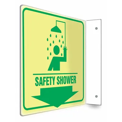 CONDOR L-Shape Projection Safety Shower Sign - L-Shape Projection Safety Shower Signs