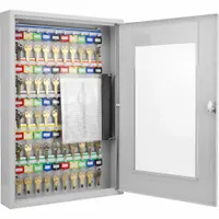 Key Cabinet: 50 Key Capacity, Single Key Lock, Steel, Gray, 21 3/4 in Ht, 15 in Wd, 3 in Dp (MPN CB12950)
