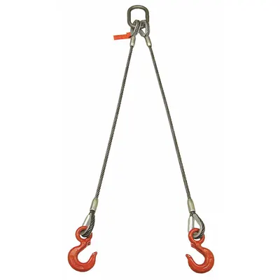 LIFT-ALL Sling,Wire Rope,12 Ft L,5000 Lb @ 60 (MPN 382LBX12) - Two-Leg Bridle Wire Rope Slings