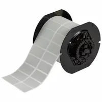 Pre-Cut Label Stock Roll: 3/4 in x 1 1/2 in, 1 1/2 in x 3/4 in, Metalized Polyester, Gray (MPN B33-6-428)