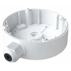 This aluminum junction box is designed for ceiling or wall mounting of dome IP cameras. It provides a waterproof enclosure and includes mounting hardware. Compatible with Transcendent series cameras and model VTD-THD5.