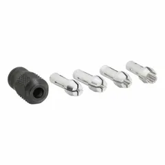Replacement collet nut set for rotary tools. Enables tool-free accessory changes for faster swaps during grinding, cutting, polishing, and other rotary tool applications.