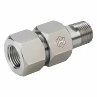 This HAM-LET gauge connector is a stainless steel fitting used to mount and connect pressure gauges or transmitters to process piping. It is suitable for use in hydraulic, pneumatic, and gas systems requiring leak-free connections