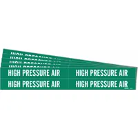 Pipe Marker: High Pressure Air, Green, White, Fits 3/4 to 2 3/8 in Pipe O.D., 4 Pipe Markers, 5 PK (MPN 7136-4-PK)