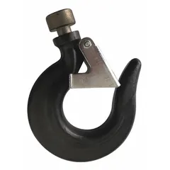 This Dayton bottom hook is a replacement component for hoists used in overhead lifting applications. It provides a secure attachment point for loads in industrial settings such as manufacturing, warehousing, and maintenance operations.