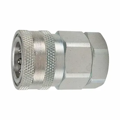 PARKER Coupler: 1/4 in, Steel, 6,500 psi Max. Working Pressure @ 70 F, 1/4"-18 Thread Size - H Series Hydraulic Quick-Connect Coupling Bodies