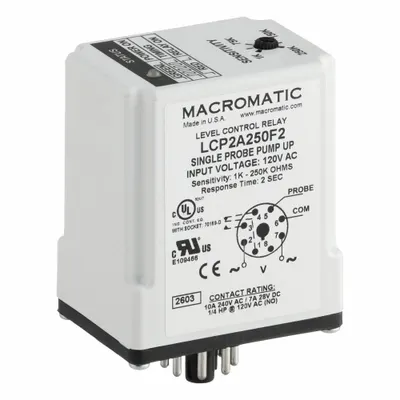 MACROMATIC Level Control Relay: Socket Mounted, Single Probe, 10 A Current Rating - Socket-Mounted Relays