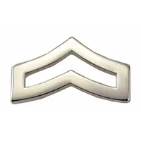 HEROS PRIDE Metal Rank Insignia: CPL. Chevron, 3/4 in, Silver, Metal, Clutch Pin, 1 PR (MPN 4405MN)