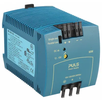 PULS DC Power Supply: DIN Rail, 90 W Output Power - Rated, 6 A Current - Output - DIN Rail Mount DC Power Supplies