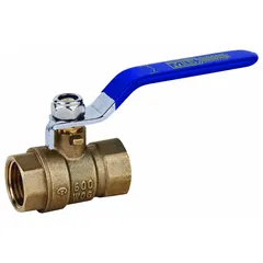 This manual two-way ball valve features a 3-inch full-port brass body with straight configuration and FNPT threaded connections. The lever handle provides straightforward on/off or flow diversion control. Commonly used in plumbing, HVAC, and industrial piping systems for water, oil, and gas applications.